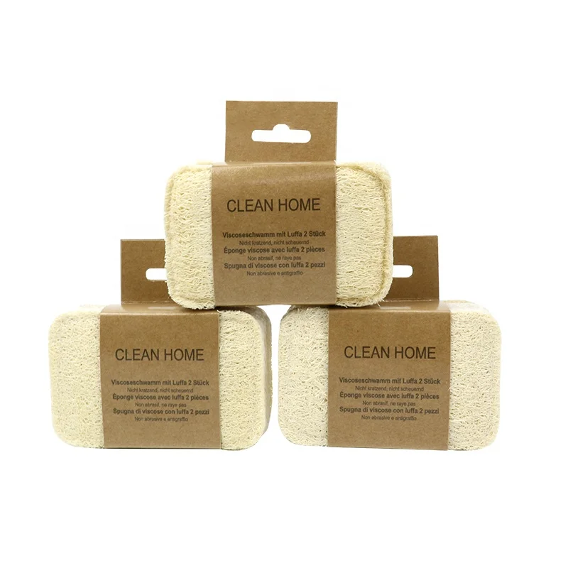 2PK Ecordinary Eco-Friendly Natural Sponge Zero Waste Kitchen Compostable Loofah cellulose sponge