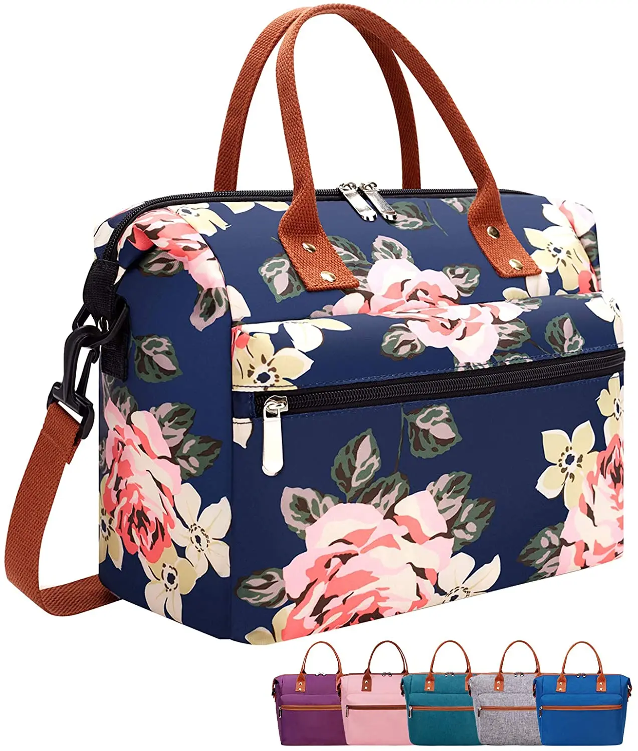 Durable Reusable Lunch Box with Adjustable & Removable Shoulder Strap Leakproof Insulated Lunch Tote Bag