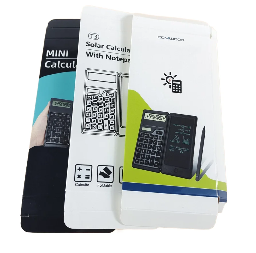 Single cardboard packaging box for electronic products calculator packaging box with thin paper