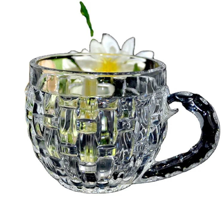 Hot Sale High Quality Gorgeous Clear Glass coffee Tea Cups Set saucers