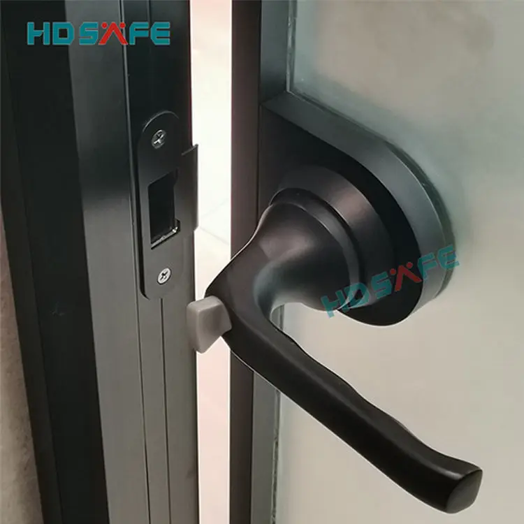 Black aluminum glass door Lock for flush casement swing door 8-12mm glass office bedroom toilet bathroom security door lock key