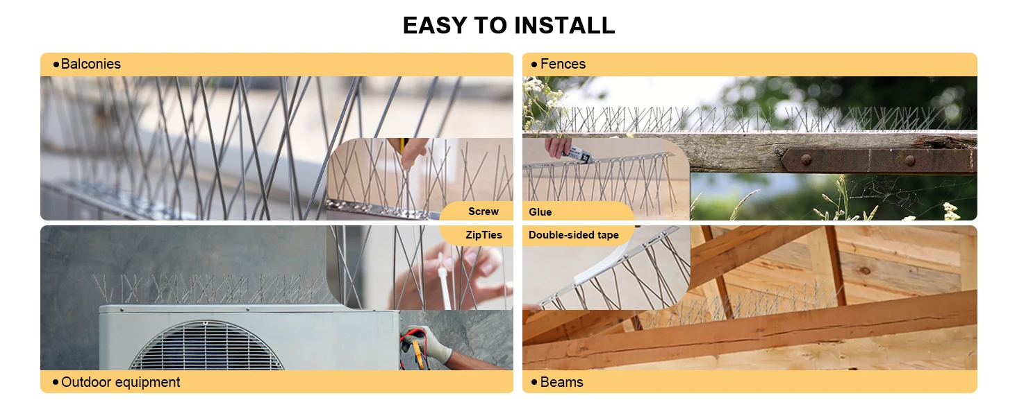 Wholesale Customized Stainless Steel Bird Control Spikes Durable Anti Pigeon Bird Spikes