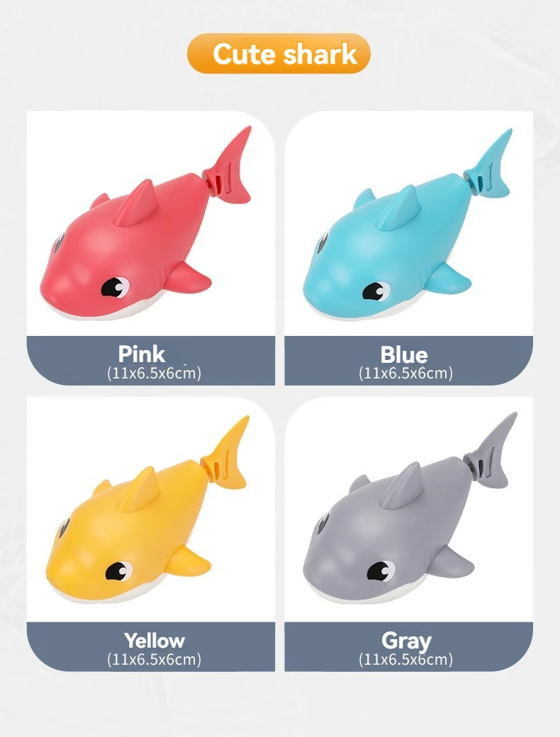 Wholesale baby lovely bathroom bath wind up novelty watertoys Shark animal toy