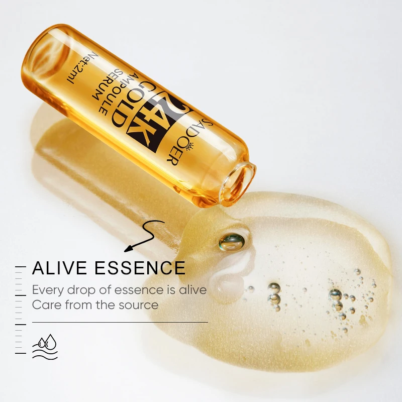 SADOER 24K Gold Face Serum Hyaluronic Acid & Vitamin C Moisturizing & Nourishing Whitening Liquid Form Skin Care