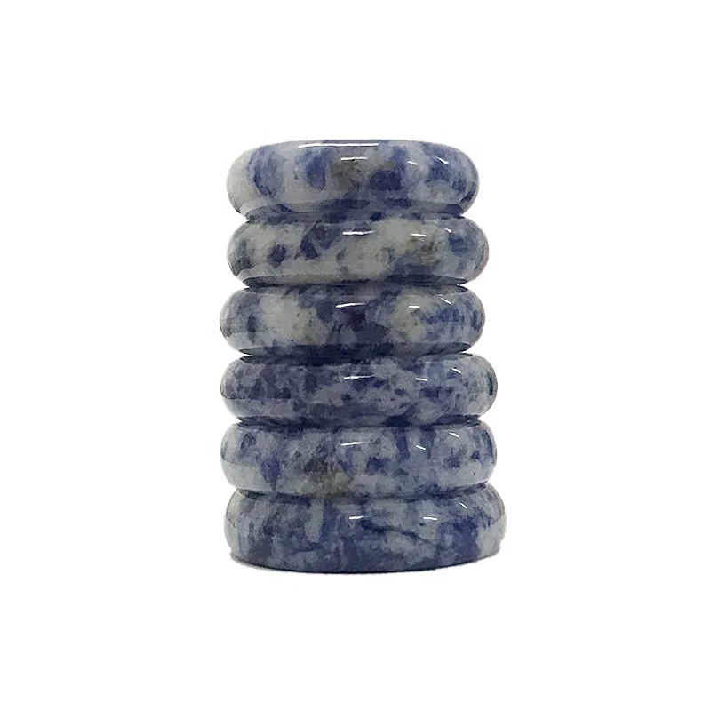 Blue Dot Stone Rings Natural Stone Band Rings