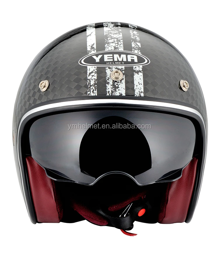 Professional customized 3K 5K carbon fiber moto half fac helmet jet Retro vintage helmet with peak