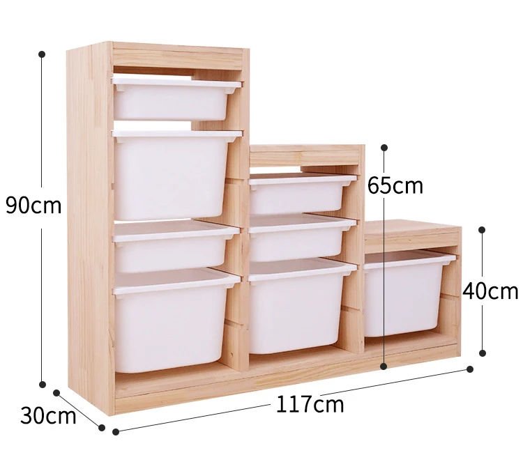 Baby Wardrobe Child Bedroom Kindergarten Solid Wooden Shelf Toy Storage Organizer Kids Cabinet