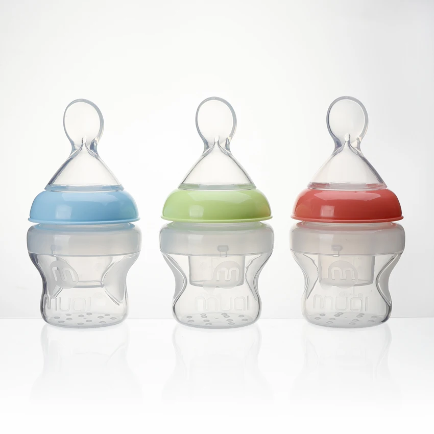 Wide neck Silicone Bottles with Spoon Cereal baby Feeding Bottle lovely baby products