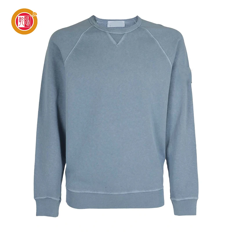 Pull Size High Quality Custom Rib Crew Neck Brand Hoodies Dark Grey Solid Custom Logo Sweatshirt Man