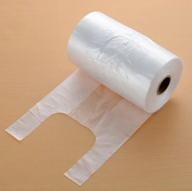 Hot Sale Best Price Transparent Food Grade PE T-shirt Plastic Bag Food Cling Wrap Food Storage Bag T-shirt carryout bags