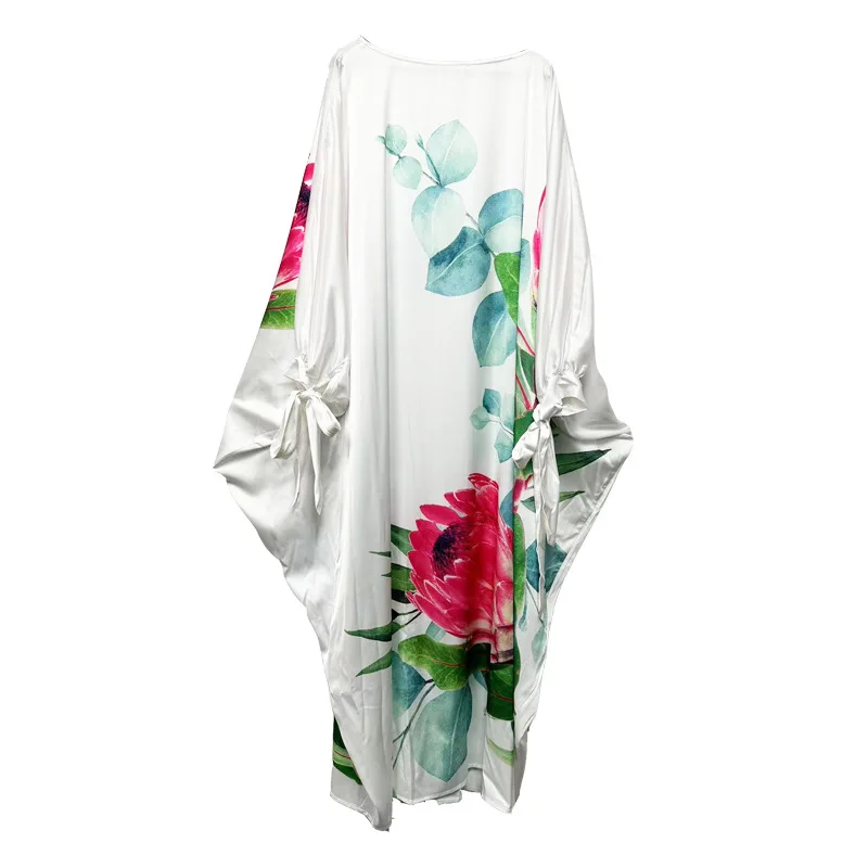 Robes Women 2024 Vintage Printed Long Sleeve Dresses Casual Loose Bohemian Vestidos Summer Casual Loose Long Maxi Sundress