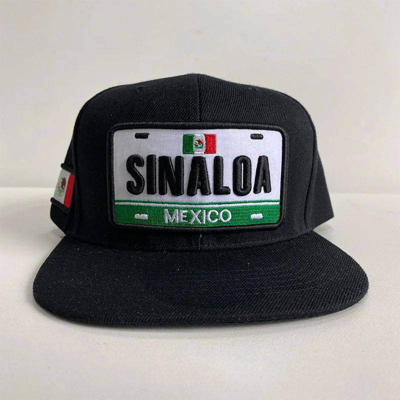 Fashion 6 panels Gorras 3D Embroidered Mexican License plate Flag Flat eaves License plate Hat Custom Snapback hat
