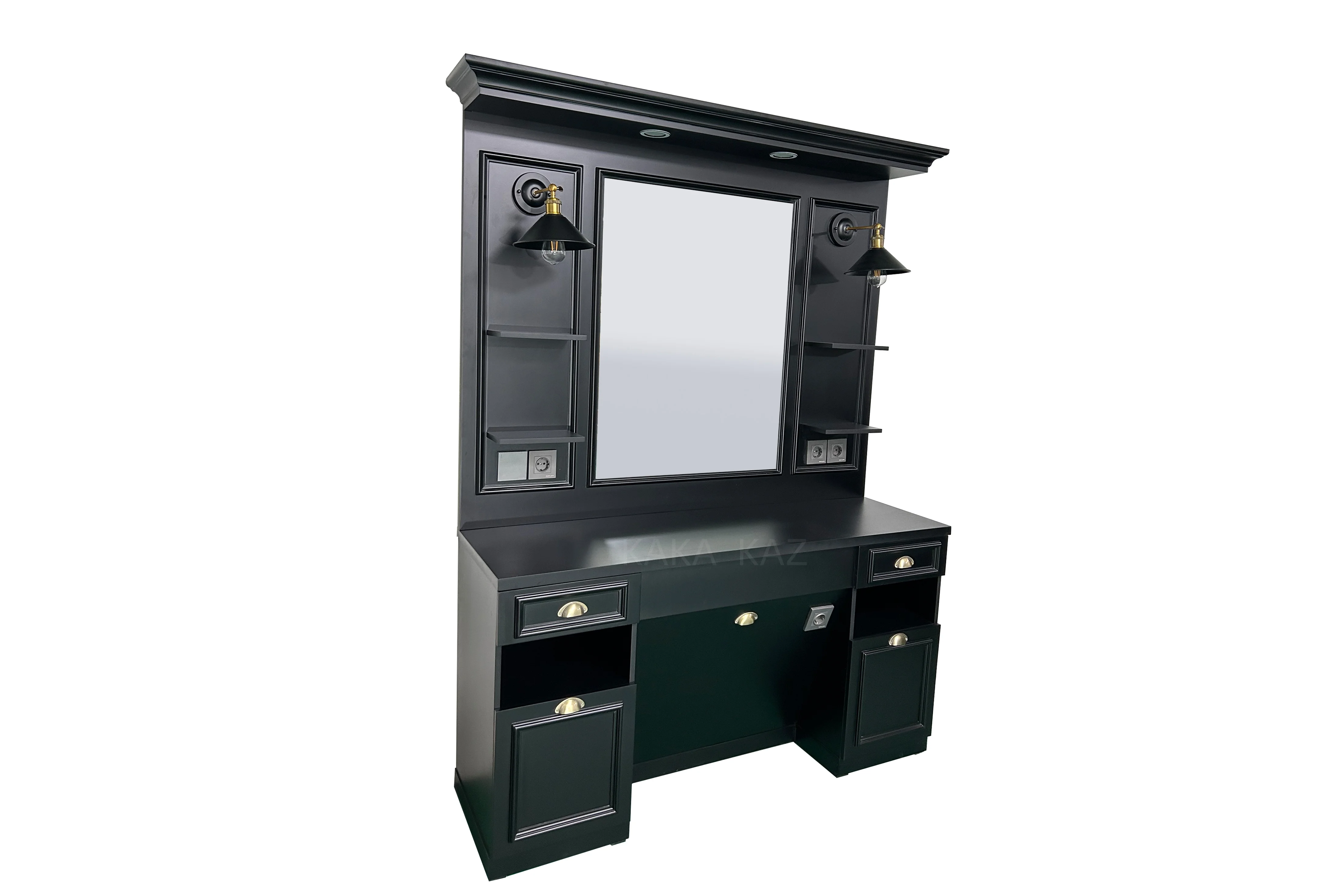 Зеркальная станция с золотым светом Парикмахерская раковиной салонная мебель