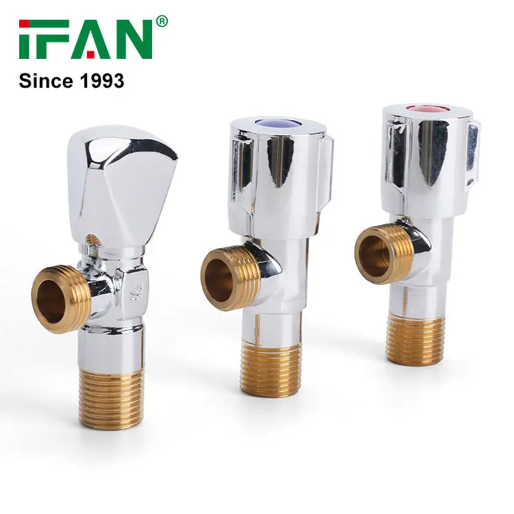 IFAN Two Way Water Angle Cock Valve 1/2 Inch Bathroom Basin Water Angle Stop Valve Brass Angle Valve