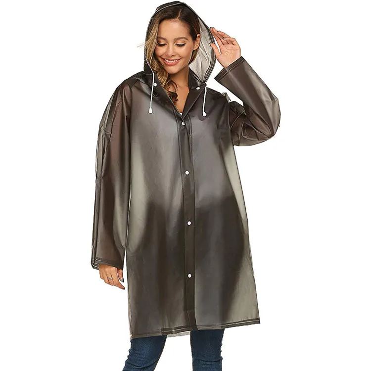2021 Reusable Transparent Portable Long Woman Girl Lady Folding Stylish Rain Coat