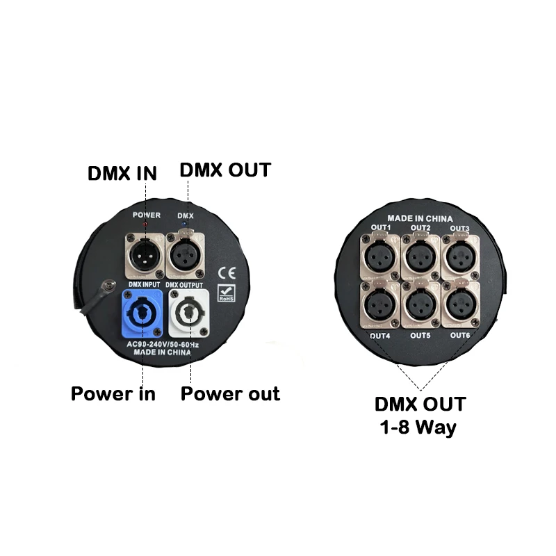Direct selling 6-way DMX splitter distribution and output DMX signal amplifier stage lighting