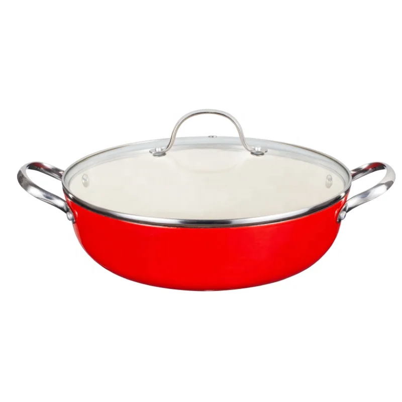 Hot Sale 8 Pieces Nonstick Kitchen Cookware Sets Heat Resistant Enamel Cast Iron Houseware Casserole Pan with Glass Lid