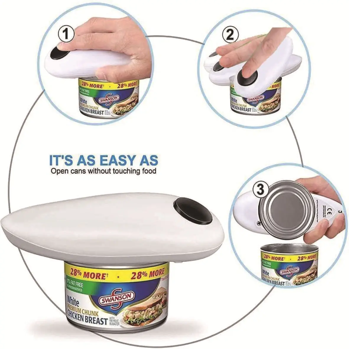 white red new Hands Free Food-Safe Battery Operated Electric Can Openers Automatic Electric Can Opener