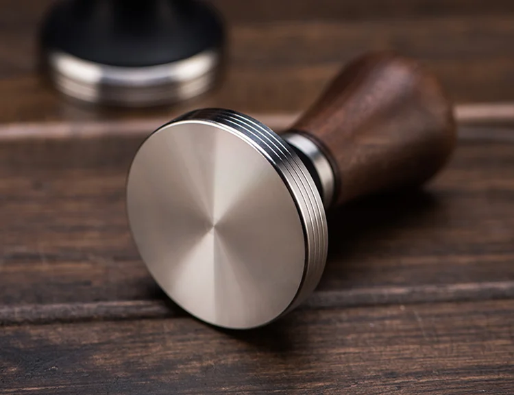 Coffee Distributor & Tamper 51/53/58mm flat base Adjustable height stainless steel coffee tamper with wood handle