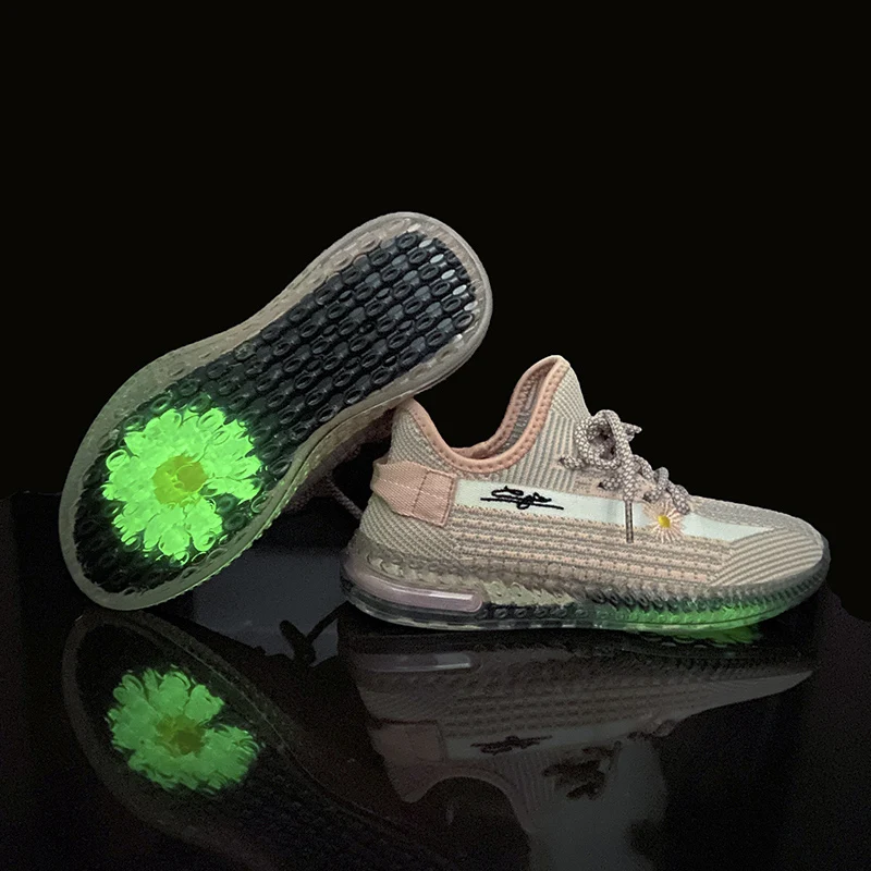 Летняя вязаная спортивная обувь с верхом, женские модные кроссовки, повседневная обувь на подошве радужного цвета