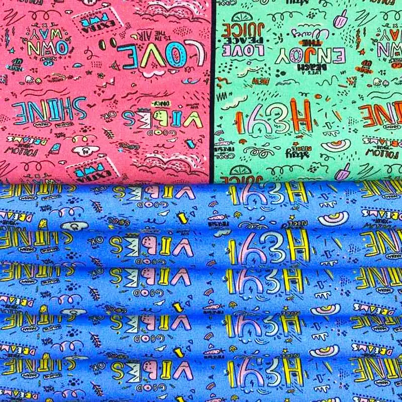  Low MOQ custom printing cotton lycra fabric yarn spandex for children