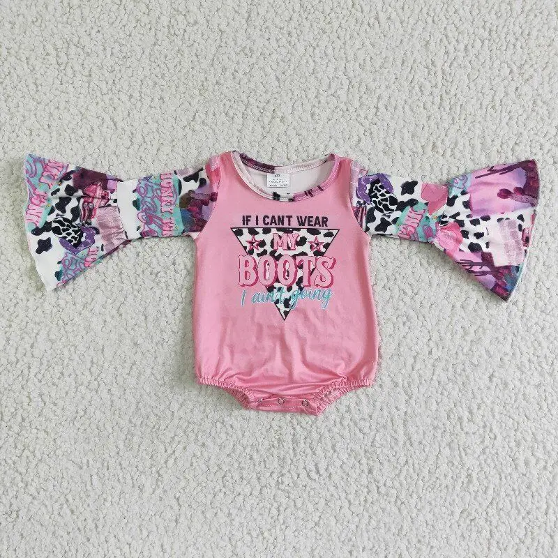 Hot Selling Designer if I can wear my  boots jumpsuits Unisex baby Crawling clothes high quality mandarin sleeves Romper