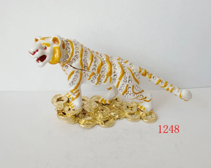metal cheetah trinket jewelry box  metal craft gifts for home decoration animal figure