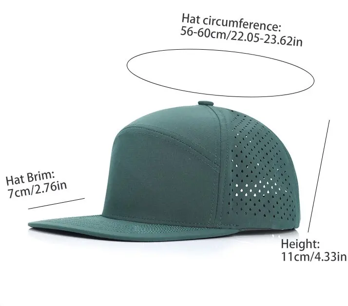 Summer Custom Quick Dry waterproof laser cut 6 panel Breathable Laser Perforated Hole melin hydro hat Snapback cap