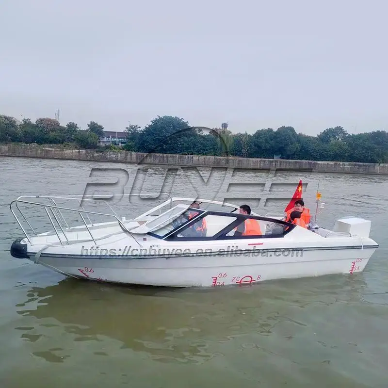 10 Passengers Fiberglass Open Speedboat 23FT/7M Long Life Durable Yacht Without Outboard Motor