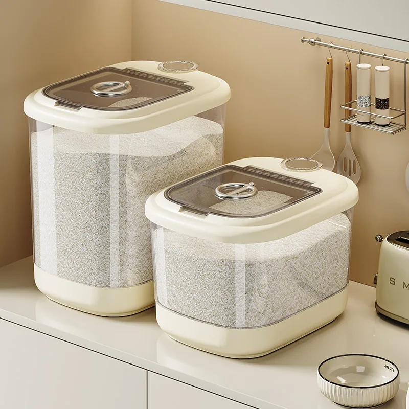 Kitchen organizer rice bucket dog food bins storage box with measuring cup large clear dry pet storage container food