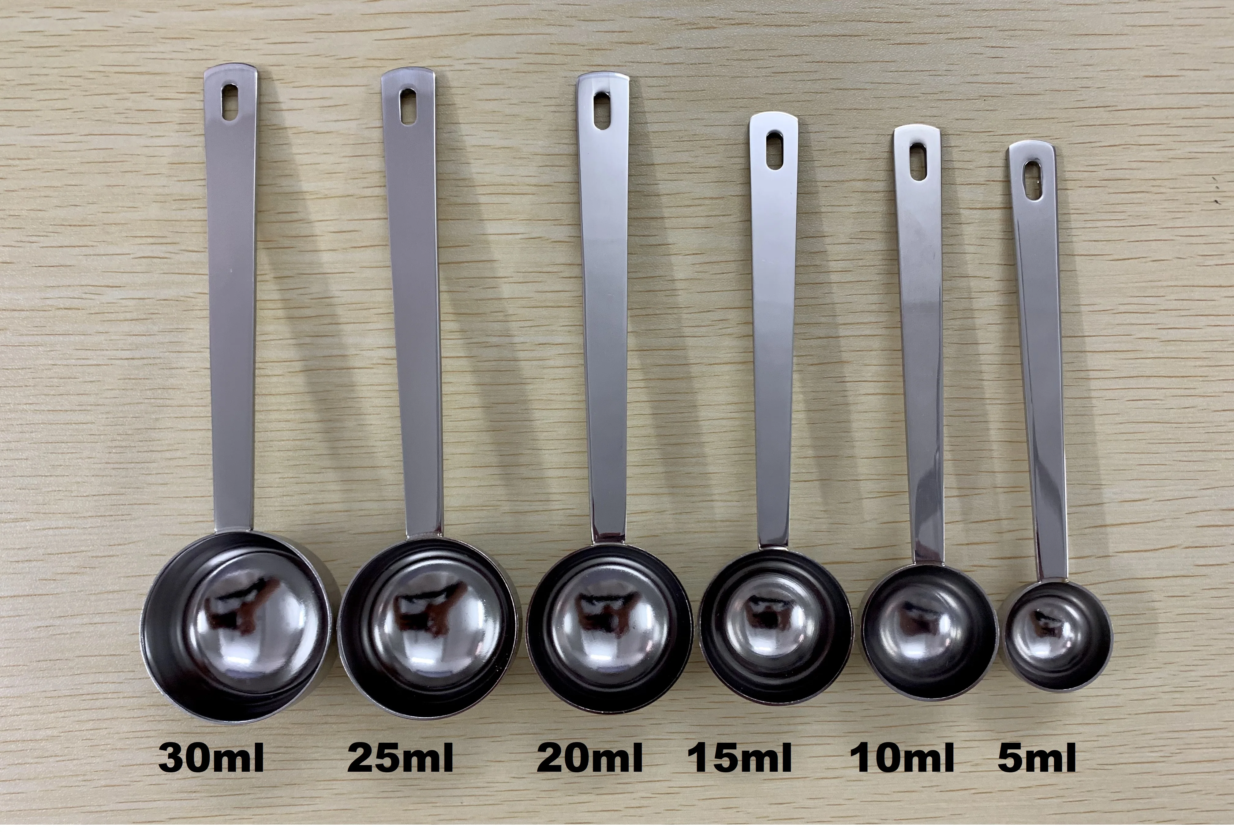 Kitchen Baking Tools Measuring Coffee Bean Spoon 5/10/15/20/25/30ml Stainless Steel Measuring Spoon