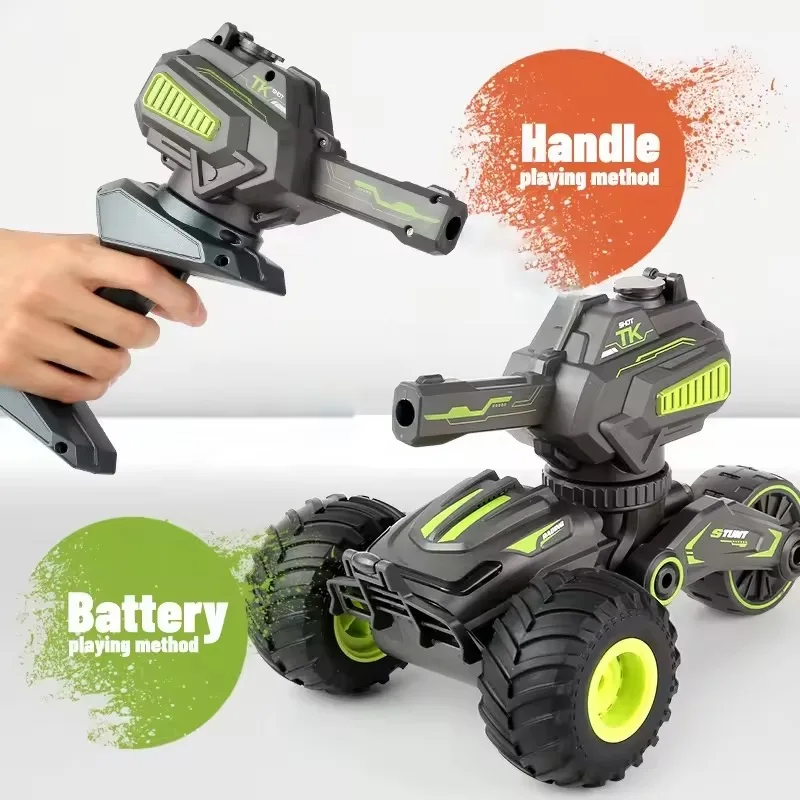 2 in 1 Radio Control Tank Water Bomb RC Stunt Car Toy With Gel Gun 3 Wheel Gel Blaster Remote Control Truck For Kids