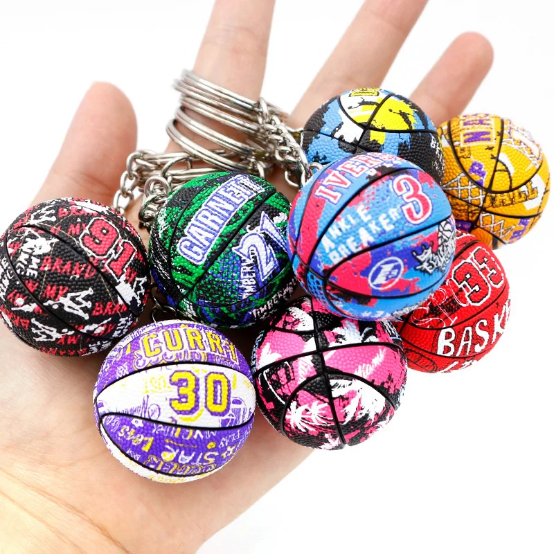 3D PVC basketball club keychain pendant with different basketball player basketball model keychains
