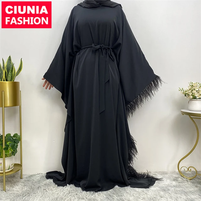 6317# Butterfly Bat Sleeve Long Dress Nida Fabric Free Size Middle East Modest Islamic Clothing