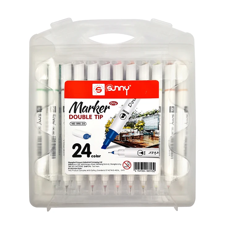 Перманентный маркер, 24 цвета, моющийся двойной маркер