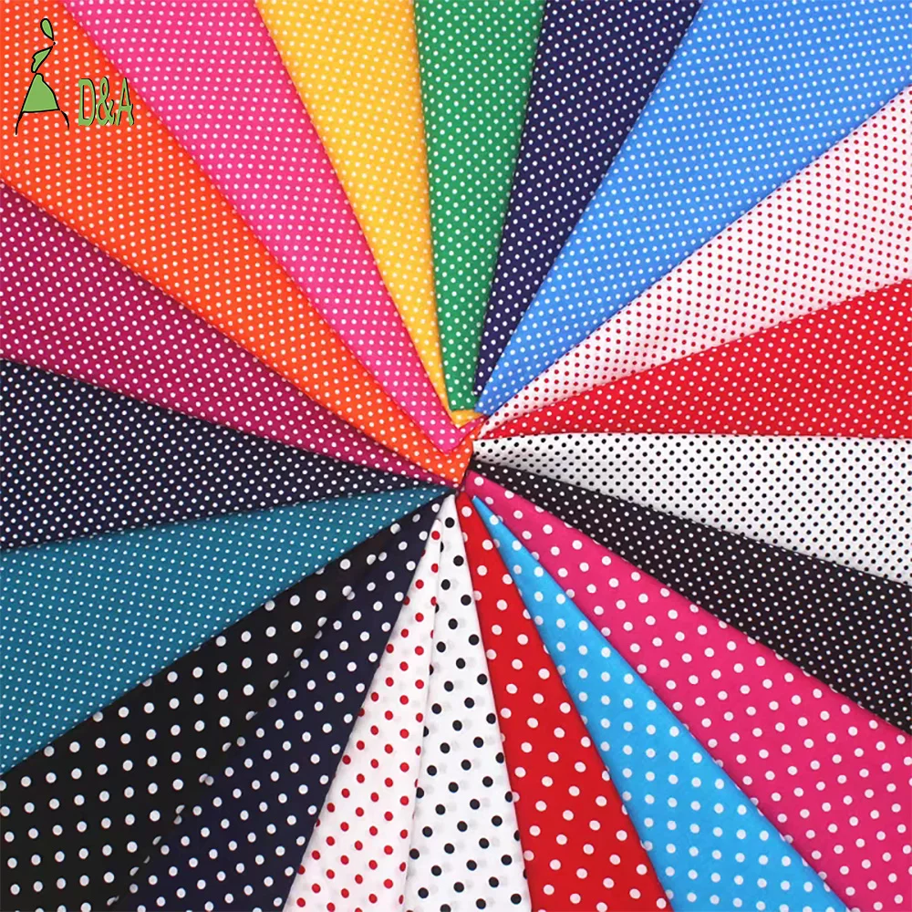 In Stock Wholesale Polka Dot Decorative 100% Cotton Poplin Fabric Printed  Fabrics For Dress And Shirt