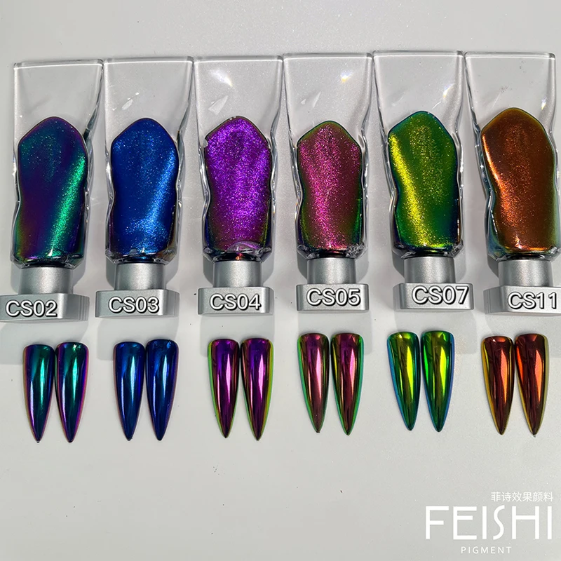 Free sample aurora nail powder liquid chameleon chrome multichrome pigment powder