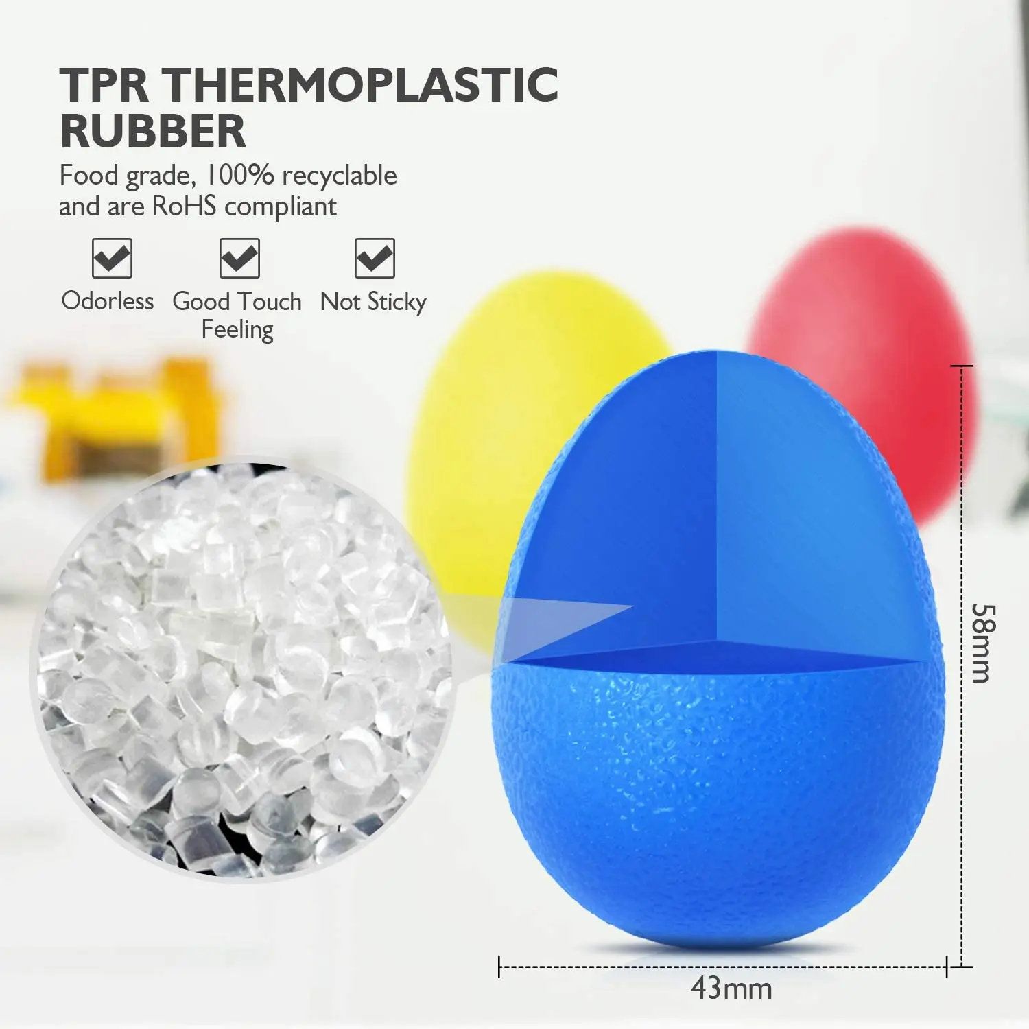 Hot Selling Soft Gel Men&Women Hand and Finger Strength Training Grip Ball, Hand Muscle Exercise Round Squeeze Ball