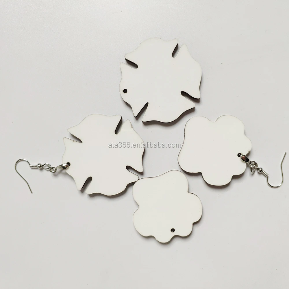 Custom Blank Wooden MDF Earrings for sublimation/MDF earrings Promotion Carving engraving UV printing logo