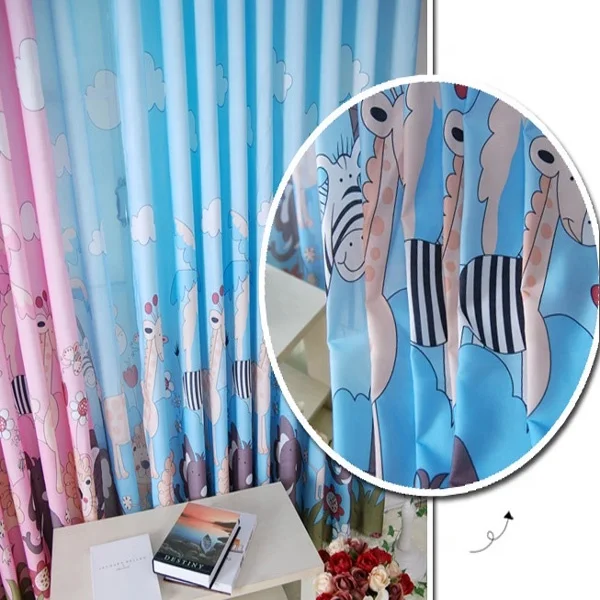 Newest Cartoon Design Printed Voile Fabric Curtain For Children Room Window 2022