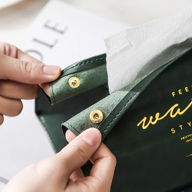 JIUYUE House Decorative PU Leather Tissue Box Holder, Rectangular Tissue Facial Paper Cover Case