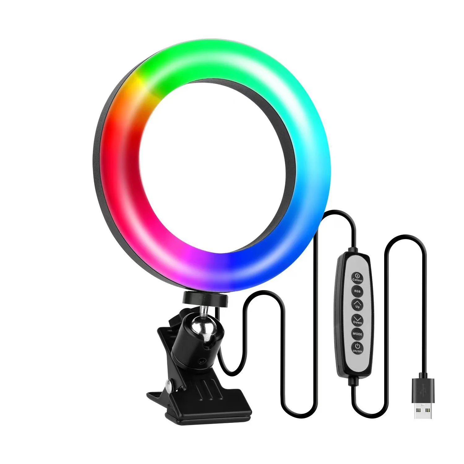 Wholesale 6 inch RGB Fill Ring Lamp With Clamp Mount Remote Control For Makeup Video Photography Led Selfie Ring Light