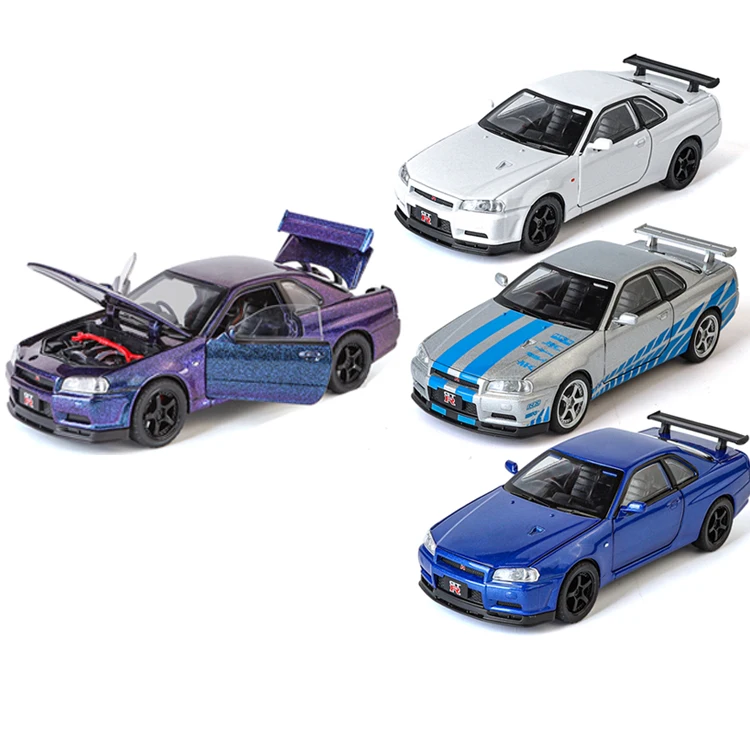Легированная модель автомобиля металлический откат Nissan skyline 1/32 GTR коллекционные украшения для мальчика со светом и звуком