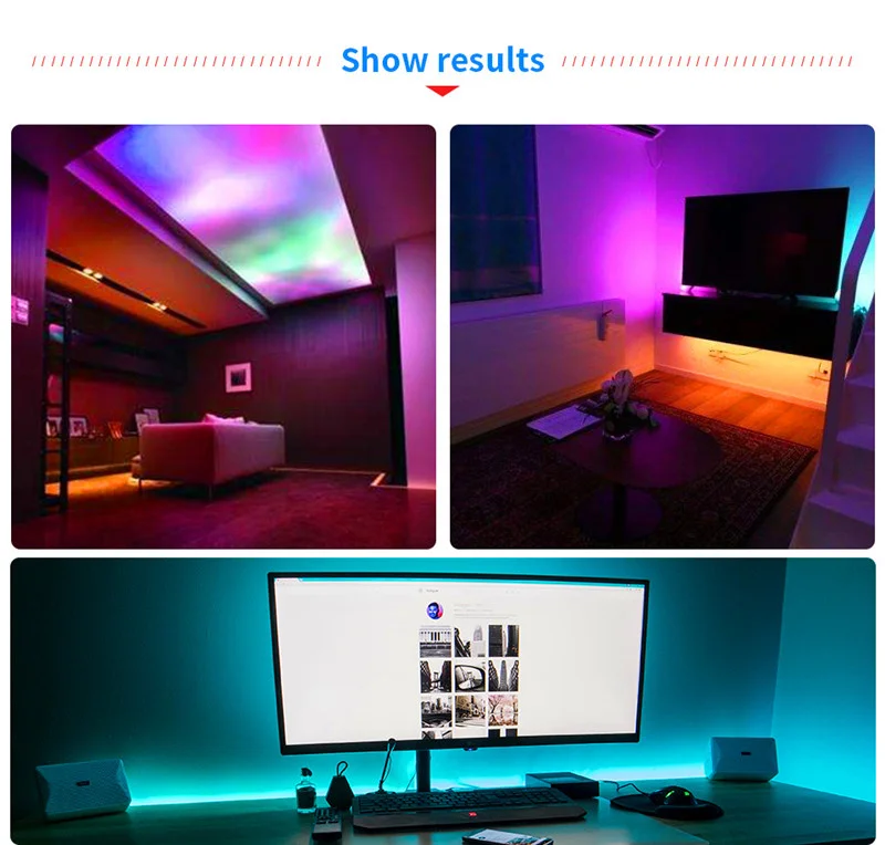 Christmas Decoration Background APP Control RGB Back Backlight USB LED Smart Strip Lights For TV Backlit Computer Screen Game