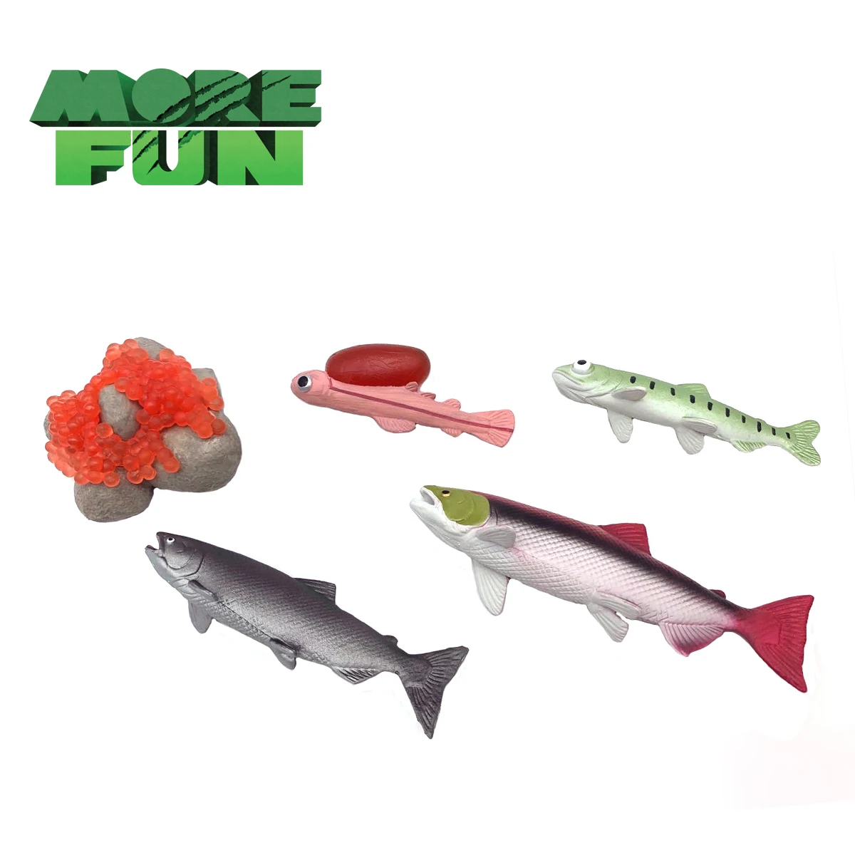 Morefun Solid PVC Simulation Insect Model Plastic Animal Toys Educational Teaching Tools Salmon Life Cycle Toys
