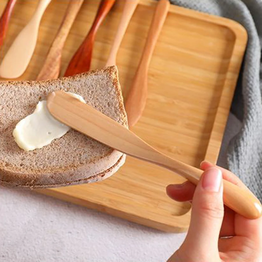 Fashion creative exquisite natural wooden butter knife cheese spreader handmade kitchen wooden tools