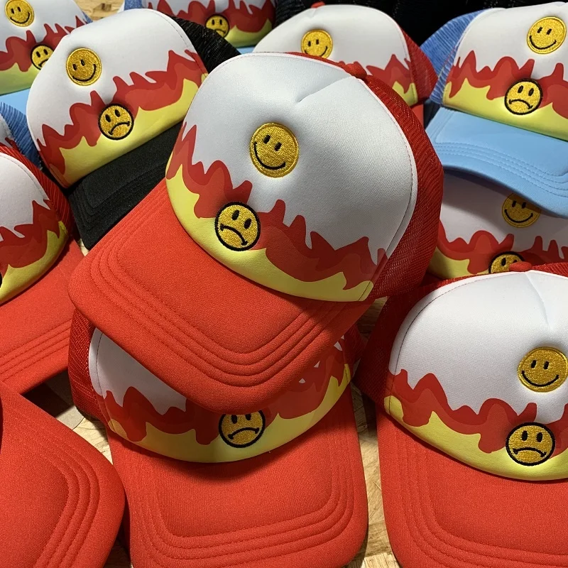 Custom high quality embroidery trucker hats trucker caps with screen printing logo plain foam trucker caps