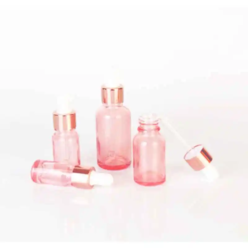 Pink Dropper Bottle10ml 30ml 50ml 100ml  Luxury  Essential Oil Eye White Porcelain Glossy Glass Pipette Pink Dropper Bottle