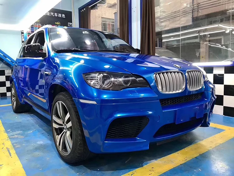 1.52*18m Car Body Color Change Super Glossy Bright Metal Blue Air Bubble Free Self-Adhesive Vinyl Vehicle Wrap Film Sticker