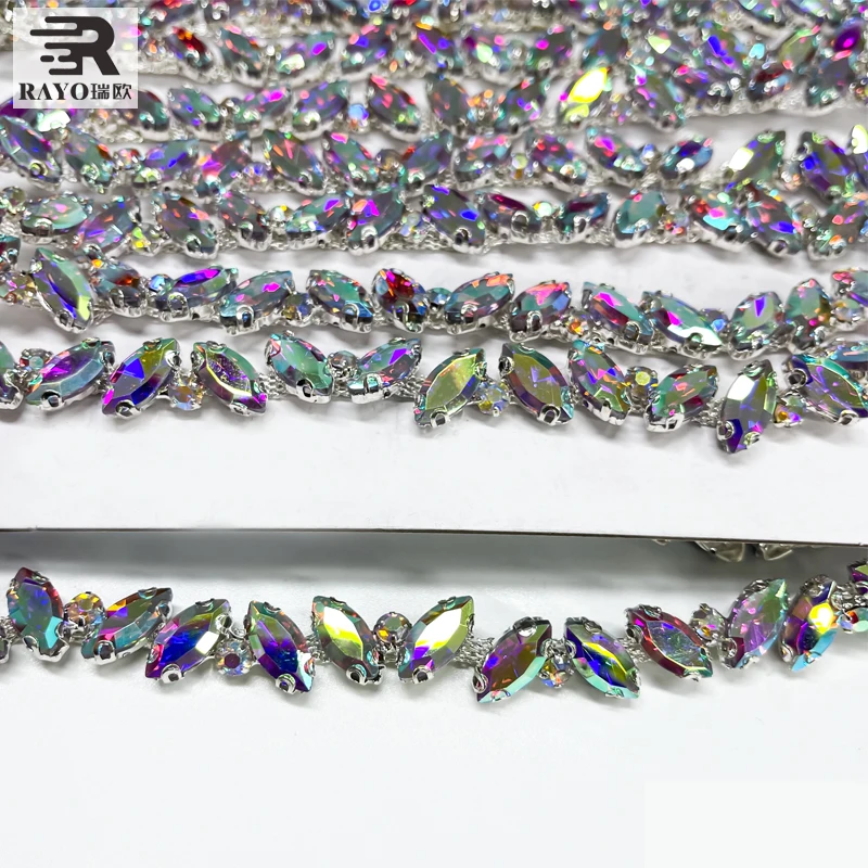 Rhinestone Cup Chain Trimming over 100 Designs 10 Yard Fringe for Garment Decoration Bags Necklace Earring Sew-On Technique